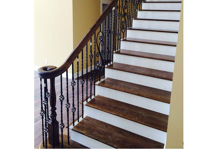 Wood Staircase & Metal Railing