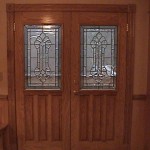 Red Oak Exterior Doors with Glass Paneling